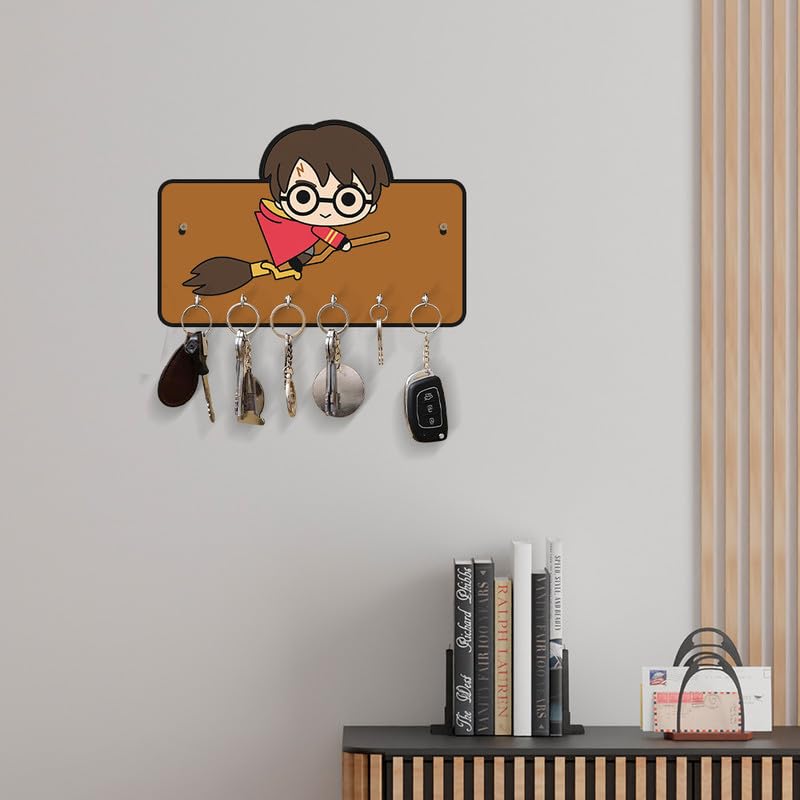 Image of Decorative Harrys Fly Wooden Key Holder for Home Decor Key Hangers Keychain Holder & Key Holder for Wall | No Drilling Required | with 2 Strong Sticker Hooks