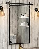 JNFUZ 20'x30' Farmhouse Bathroom Mirror, Rustic Mirror with Metal Frame Wall Mirrors for Living Room, Entryway, Hallway, Bathroom Vanity Mirrors for Over Sink(Black, 20×30)