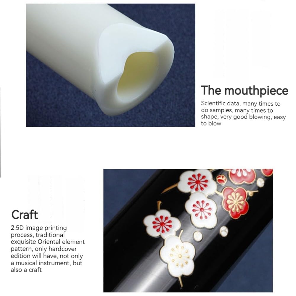 Instrument Shakuhachi À Cinq Trous À Tube en D, Difficile À Casser, Instrument Japonais, Deux Pièces Peuvent Être Épissées, Beau Motif De Surface, Adapté Aux Pr(Noir)