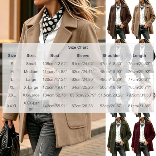 Pea Coats for Women Blazer Single Breasted Lapel Winter Coat - image 6