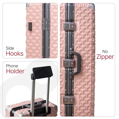 Image of Hard PC Trolley Luggage, Large Size, 100% Polycarbonate, Lightweight and Durable, Silent Wheels, Anti-Theft with Aluminium Frame, and 3 TSA Locks, 28-Inch, Coral Mist