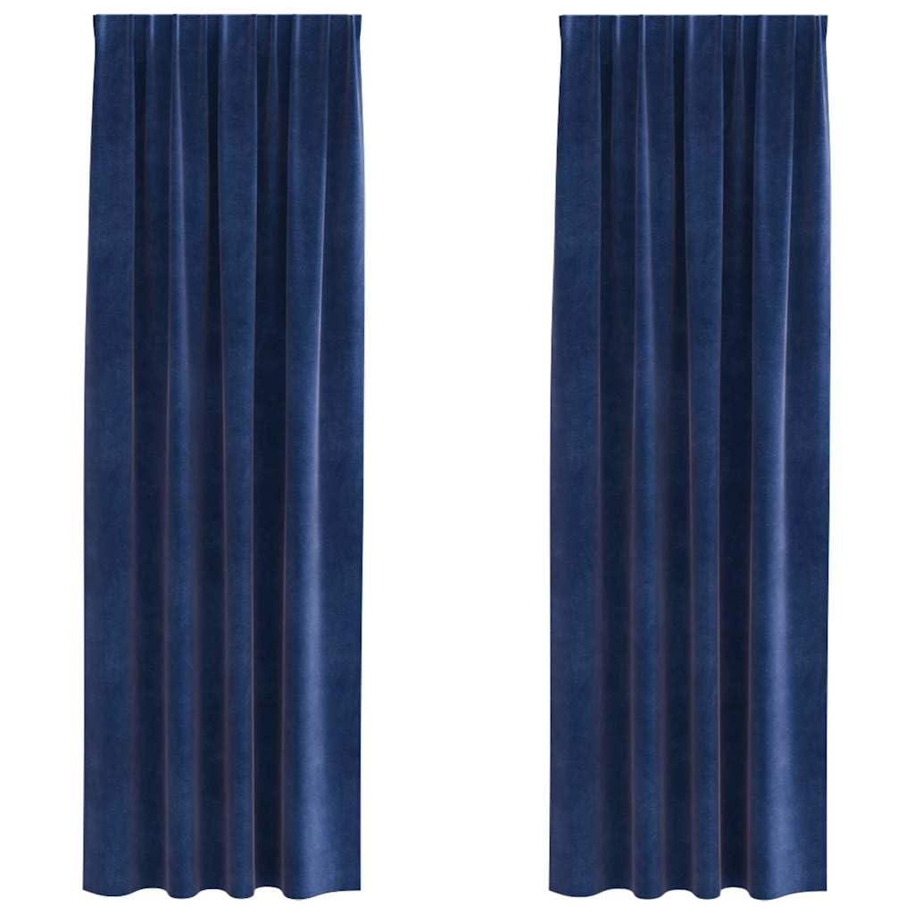 Rideaux occultants 2 pcs Bleu foncé 140 x 245 cm Velours Rideaux Bleu,4107201