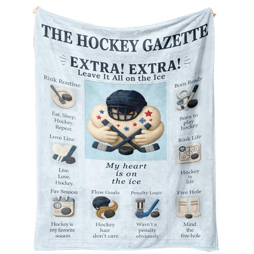 Ice Hockey Blanket 60x50 Flannel Throw with Funny Quotes
