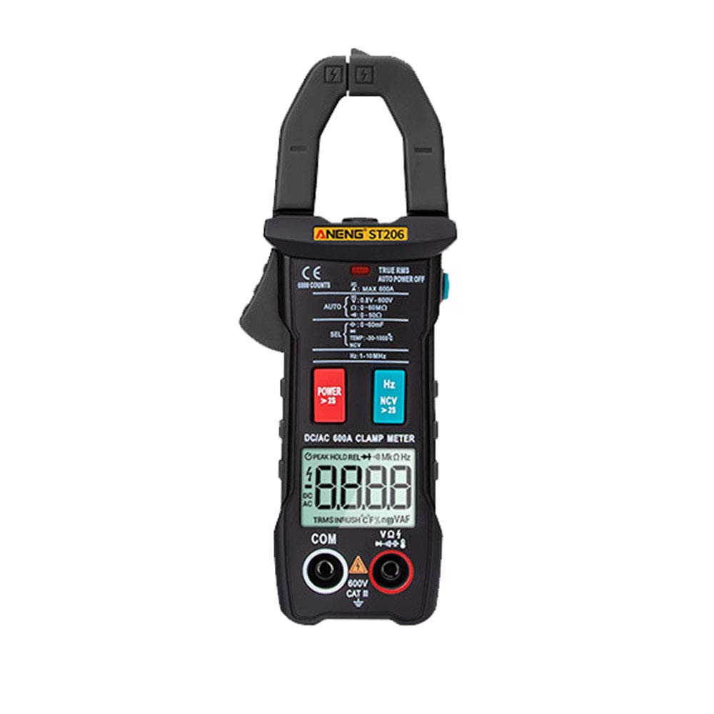 /G ST206 Multímetro Digital Pinza amperimétrica 6000 Cuentas True RMS Amp DC/AC Pinza amperimétrica Medida DC Amperimetro Tester Voltímetro - Negro