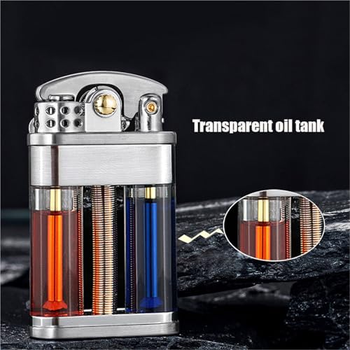 Encendedor mecánico de metal premium con diseño retro elegante y depósito recargable 6