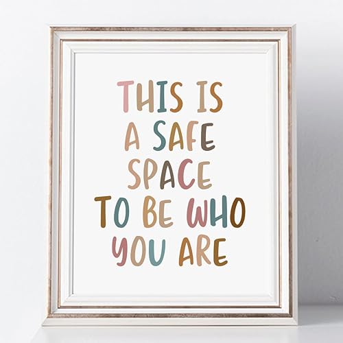 This Is A Safe Space To Be Who You Are, Classroom Decor, Boho Classroom Wall Art, Playroom Wall Decor, School Counselor Office Decor, Classroom