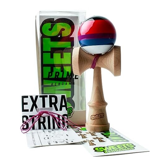 Sweets Kendamas 5-Stripe Prime Kendama - All Levels, Stripe Design, Extra String Accessory Gift Bundle (Slushy)