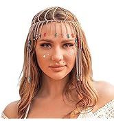 Catery Head Chian Cap Headpiece Tassels Hair Chain Rainbow Beaded Hair Chain Vintage Roaring 1920...