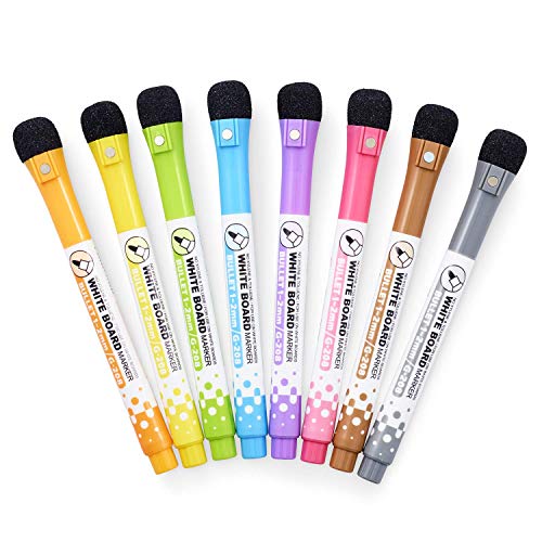 QTQYQJ Magnetic Dry Erase Markers - 8 Pcs Washable Whiteboard Markers,Dry Erase Markers with Eraser Perfect for School Office or Home,Fine Tip Point