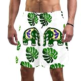 Eslifey Herren Strandshorts Asiatisches Muster mit Elefanten Badehose Elastischer Badeanzug Boardshorts für Herren Gr. Verschiedene Größen, multi