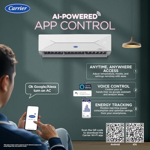 Carrier 1.5 Ton 3 Star Wi-Fi Smart Flexicool Inverter Split AC (Copper, Convertible 6-in-1 with Wi-Fi with Geo-Fencing, Smart Energy Display, 2026 Model, ESTER EDGE Gxi WiFi-CAI18EE3R36W1, White) view 2