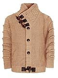 Boy's Sweater Shawl Collar Cable Knitted Cardigan Kids Toddler Turtleneck Button Front Long Sleeve W