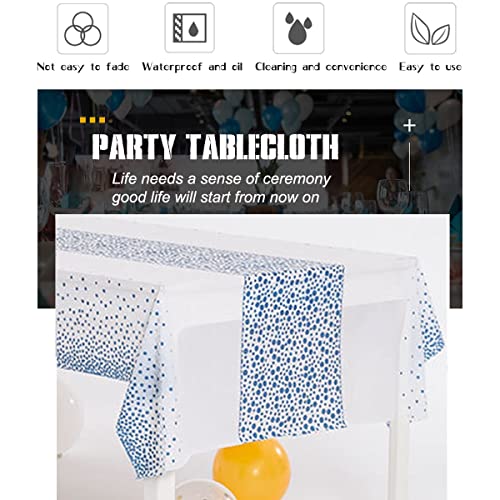 Yancorp 2 Pack Tablecloth For Rectangle Tables Gold Dot Disposable Tablecloths Plastic Tablecloth Party Table Covers For Birthday Thanksgiving Christmas Wedding Outdoor Bbq (Blue-M, 2 Pack) #TOP3