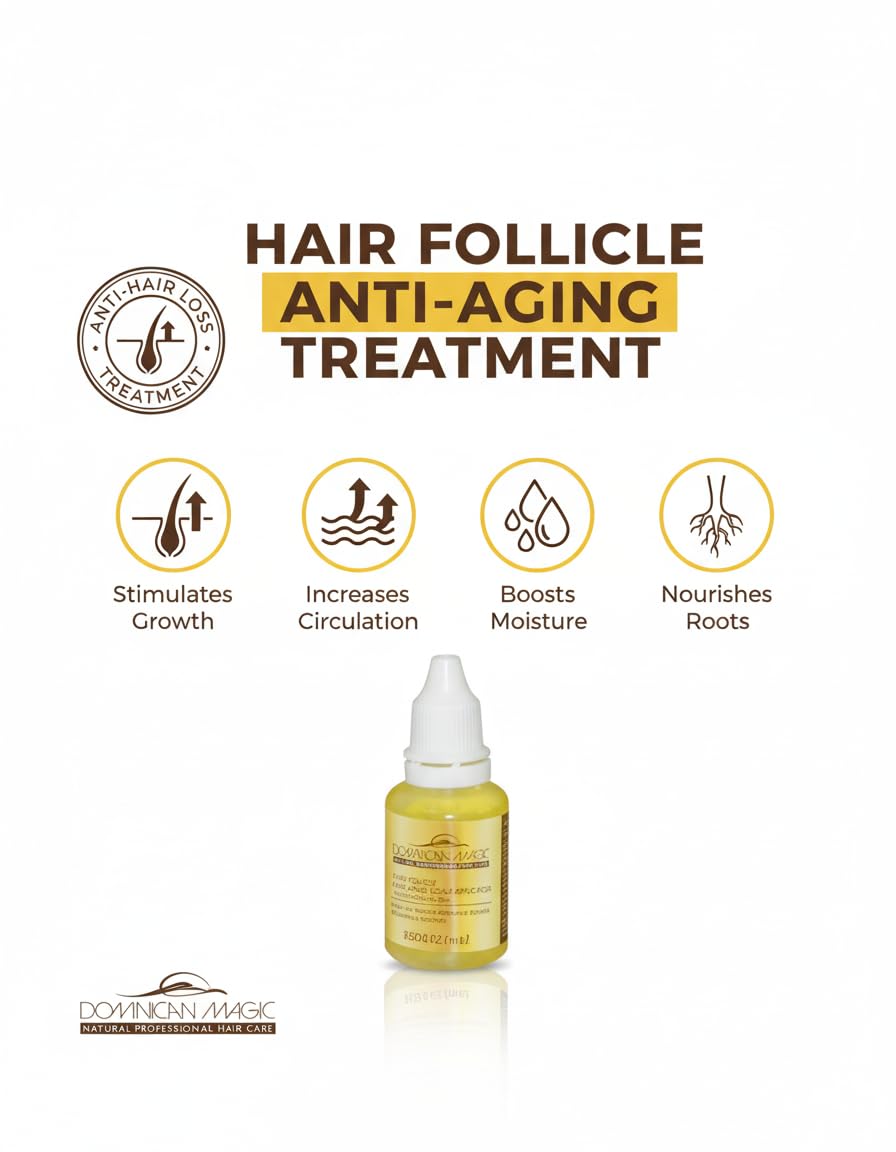 Dominican Magic Hair Follicle Anti-Aging Scalp Applicator Ampoule | Ampolla – Strengthening Leave-In Treatment for Thinning Hair & Dry Scalp – Enriched with Aloe Vera & Botanical Extracts – 12 fl oz