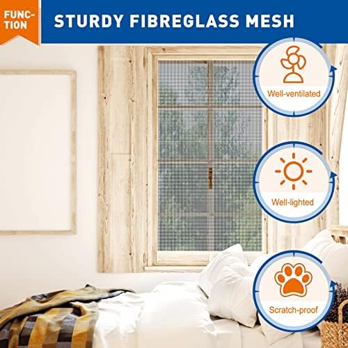 MAGZO Fly Screens for Windows 120 X 250 cm, Window Screen Mesh Replacement Cuttable Washable and Anti-Scratch, Grey