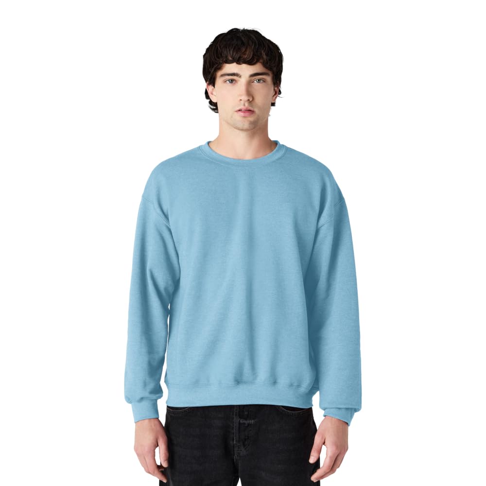 GILDAN Men's 50/50 Adult Crewneck Sweatshirt, Blue (Light Blue), S UK