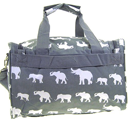 Small 13 Inch Elephant Print Duffel Bag Great for a Small Child Gray Duffle2