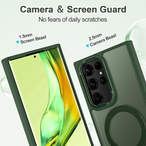 Casehas for Samsung Galaxy S22 Ultra Case,with Magnetic Invisible Stand [Military Drop Protection] [Compatible with MagSafe] Shockproof Slim Translucent Anti-Slip, Forest Green - image 4