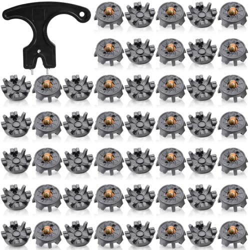Nagpew 51 Piece Golf Spikes, Golf Cleats Replacement with Cleat Spanner, Metal Thread Screw 6 mm Soft Pins Stud for Lawn Cricket Shoes Players