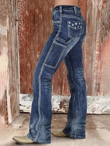 Flamingals Cargo Jeans for Women Drawstring Flap Pocket Low Waist4