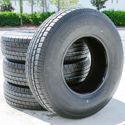 Set of 4 (FOUR) Roundrule ST Radial Premium Trailer Radial Tires-ST235/85R16 235/85/16 235/85-16 128/124L Load Range F LRF 12-Ply BSW Black Side Wall