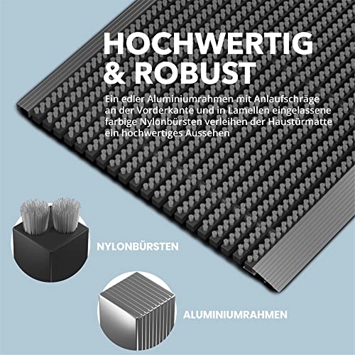 Outdoor mat aluminium with gray brushes 40 x 60 cm, dirt trapper mat, outdoor mat, aluminium outdoor doormat - Image 4