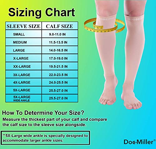 Doc Miller Calf Compression Sleeve Men And Women - 20-30Mmhg Shin Splint Compression Sleeve Recover Varicose Veins, Torn Calf And Pain Relief - 1 Pair Calf Sleeves Skin Color - Small Size #TOP1