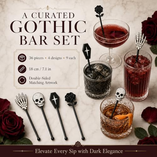 Halloween Cocktail Stirrers,36 Pack, 7.1 Inch (Gothic Mix) - image 5