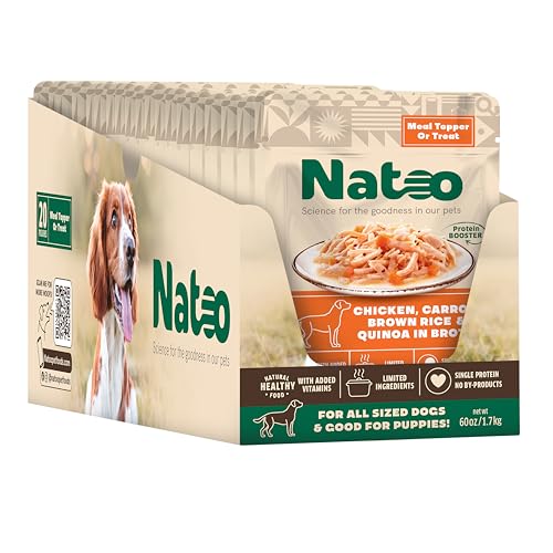Image of NATOO Dog Food Topper, Chicken Carrot Brown Rice Quinoa, Case of 20 | For Picky Eaters, Wet Meal Topper for Dry Food, Limited Ingredient, 3oz Each, For Dogs & Puppies