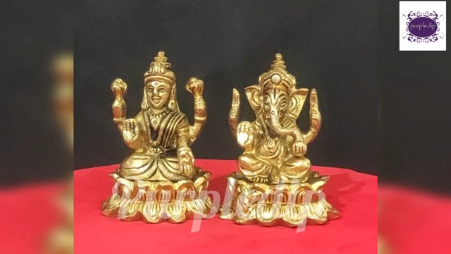 Cadeado Latão Purpledip Ganesha-Lakshmi - Design Paan Colecionável