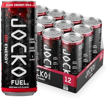 Jocko GO Energy Drink - KETO, Vitamin B12, Vitamin B6, Electrolytes, L Theanine, Magnesium- All Natural Energy Boost, Sugar Free Nootropic Monk Fruit Blend - 12 Pack (Black Cherry Vanilla)