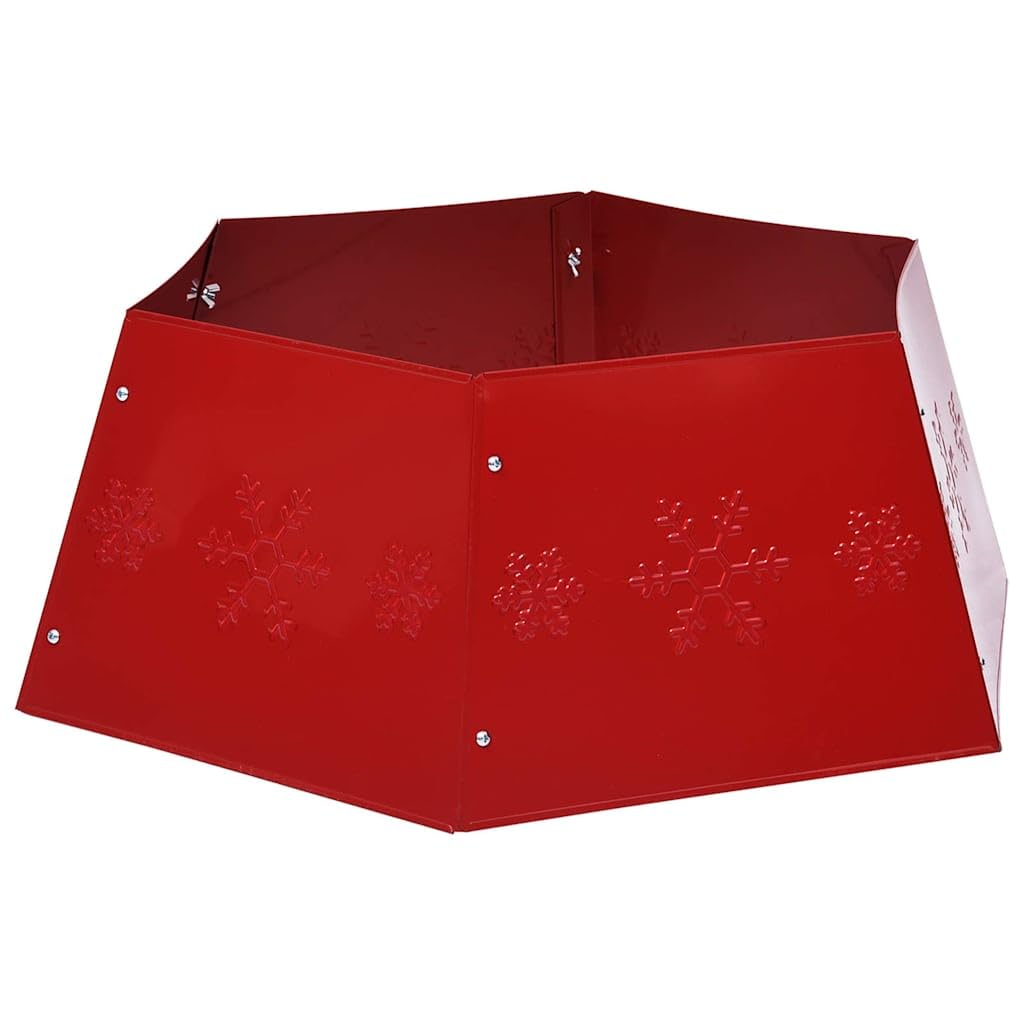 Jupe de Sapin de Noël Rouge en métal Ø68x25 cm, Couvre-Pied saisonnier pour décoration intérieure et extérieure, Support Robuste pour fête et Salon, Protection du Sol