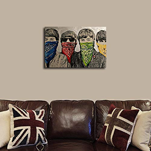 Banksy Beatles Poster sur toile et décoration murale moderne pour chambre à coucher - Les Beatles, Paul McCartney, John Lennon, RIngo Starr, George Harrison Banksy Beatles Poster sur toile et décoration murale moderne pour chambre à coucher – Image 4