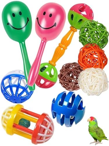 Top 5 Bird Foot Toys for Small Parrots That Will Surprise You 4 DIYUQISHI 10-Pack Bird Toys for Parrots – Natural Rattan & Plastic Bell Balls – Safe, Fun Cage Decor & Foot Exercise (1.5