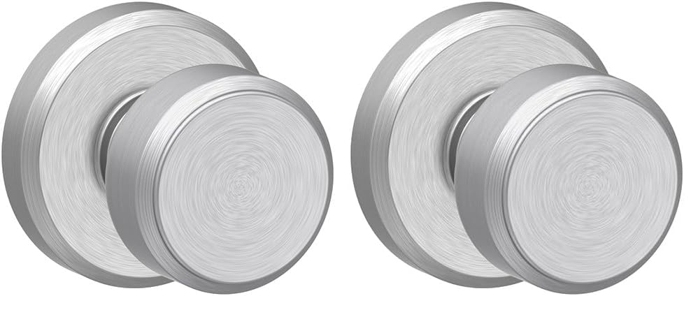 SCHLAGE Knob with Greyson Trim Non-Turning Lock, Satin Chrome (F170 BWE 626 GSN) (Pack of 2)