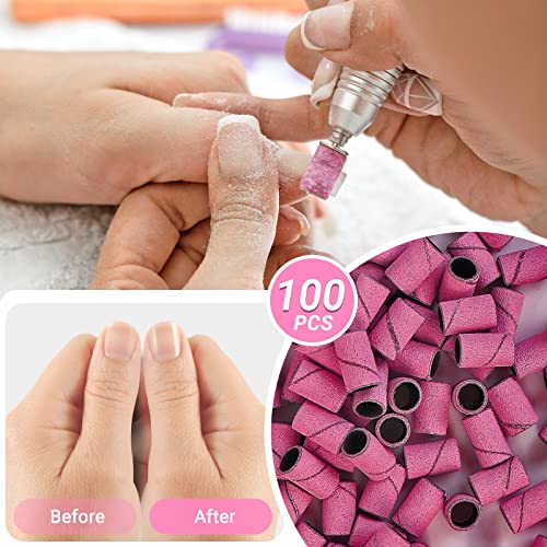 Melodysusie 100 Pcs Nail Drill Bits Sanding Bands For Nail Drill 180 Fine Grit Nail File Sanding Bands For Acrylic Nails Gel Manicures And Pedicure #TOP5