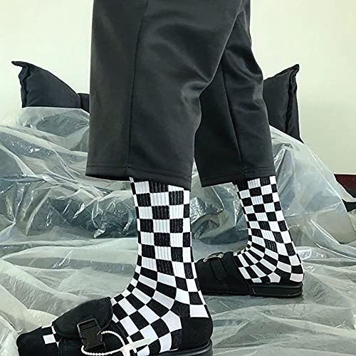 Women Fashion Harajuku Trends Checkerboard Socks Geometric Checkered Socks Men Hip Hop Cotton Print Skateboard Soks4