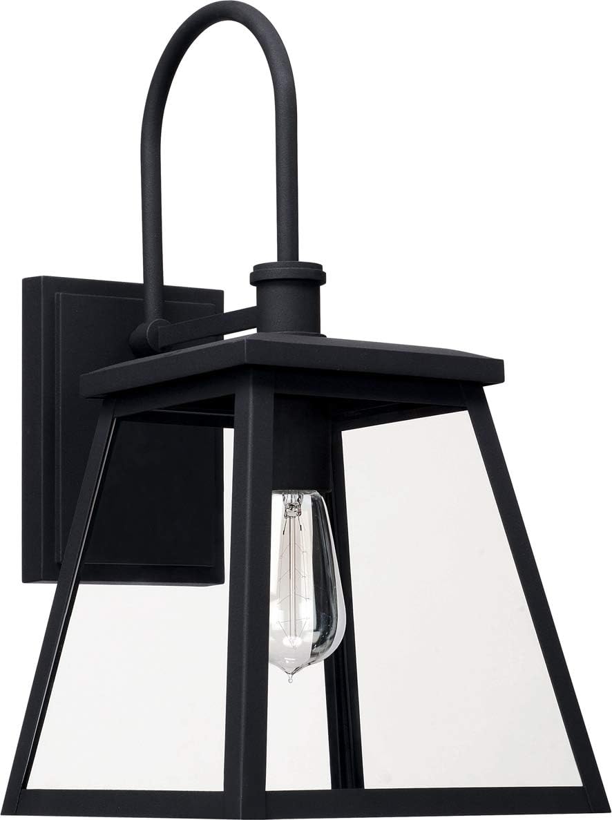 Capital Lighting 926811BK Belmore Clear Glass Outdoor Wall Sconce, 1-Light 100 Watt, 15" H x 8" W, Black