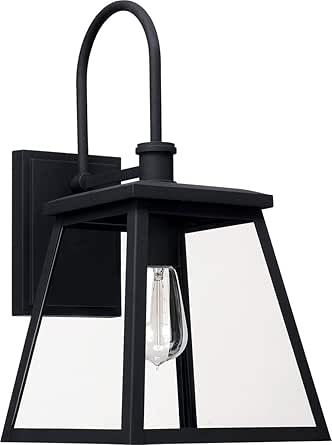 Capital Lighting 926812BK Belmore Clear Glass Outdoor Wall Sconce, 1-Light 100 Watt, 18" H x 9" W, Black