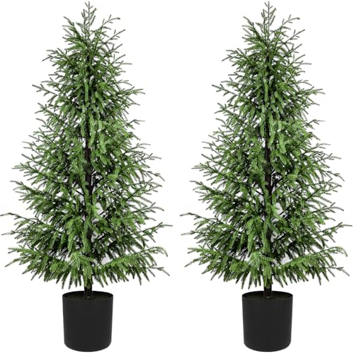 ENVEN Norfolk Pine Christmas Tree Real Touch Faux Holiday Tree with Pot, Realistic Indoor Outdoor...