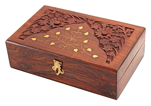 RGrandsons-Handmade-Wooden-Keepsake-Storage-Box-Jewelry-Trinket-Holder-Organizer-Floral-Hand-Carvings-with-Brass-Inlay-8-inch