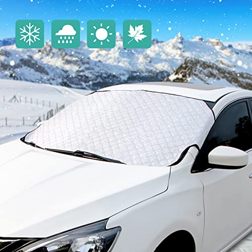 Comyan Protection contre la neige - Pare-brise avant pliable - Amovible - Pour l'hiver - Protection contre la neige, la glace, le gel, la poussière, la lumière du soleil (92 x 142 cm) Cover