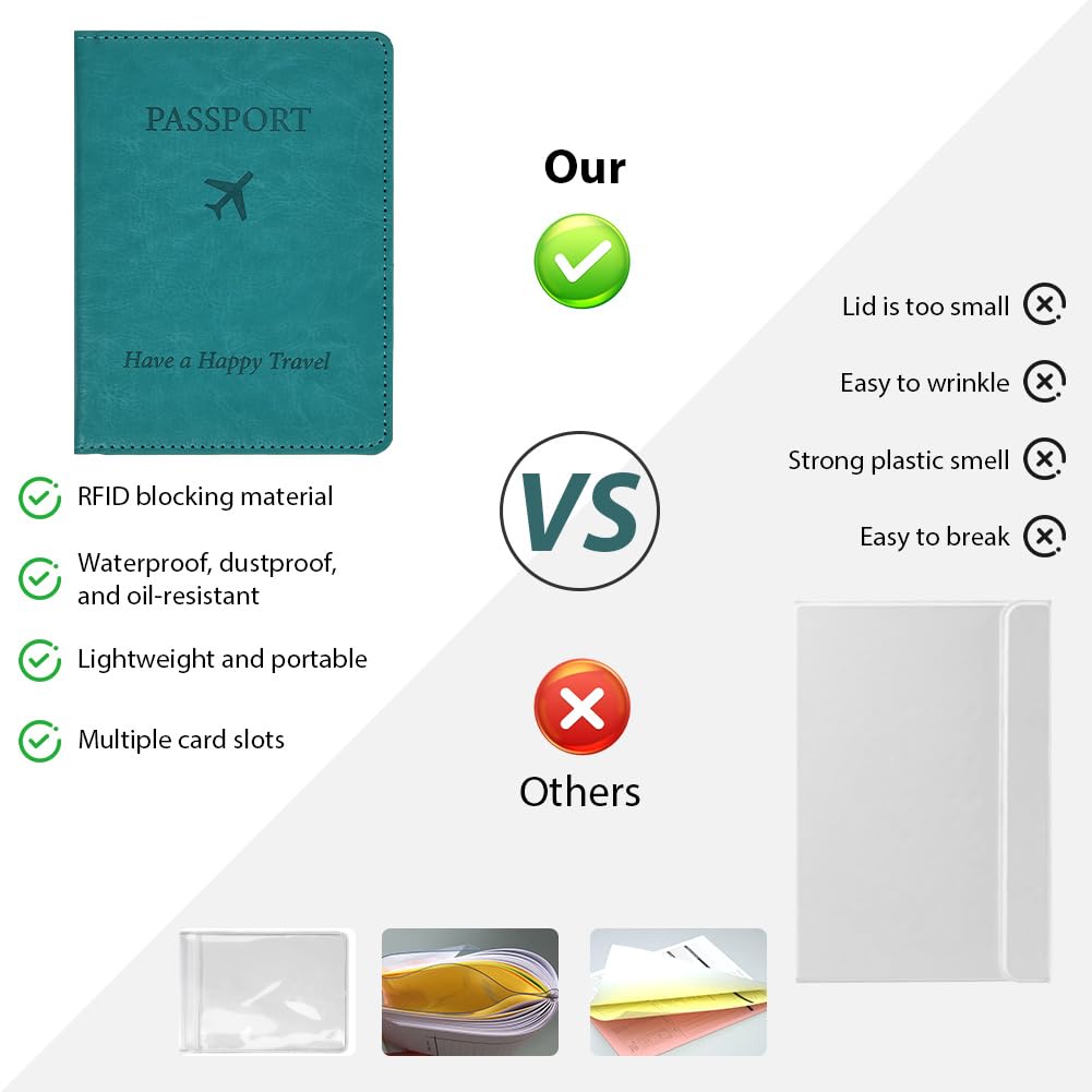 OFFCUP Protege Passeport, Pochette Passeport en Cuir PU, Housse de Passeport mit RFID-Blocker Housse Passeport Voyage Passeport éTui pour Cartes de crédit Carte d'identité Carte d'visite (Vert)