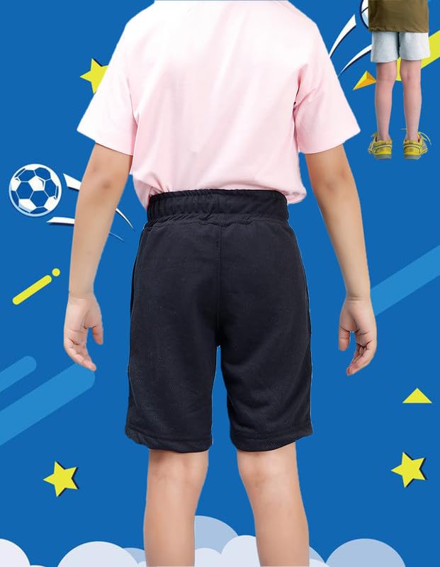 Image of Nusyl Solid & Printed Cotton Blend Shorts for Boys | Comfortable Casual Shorts | Soft Breathable Fabric with Elastic Waistband | Relaxed Fit | 2-16 Years | Multiple Colors