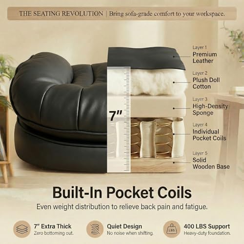 Image of Efomao Big & Tall Desk Chair, Wide Executive Office Chair with Footrest Black