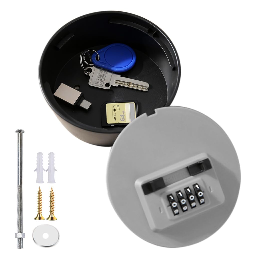 HASTHIP® Key Box Safety 4-Digital Combination Lock 4 Inches Round Safe Key Organizer Box with Combination Lock Robust PVC Key Lock Box Wall Mounted Keys Box with Installation Tools (B0D538DPVP) Amazon Price History, Amazon Price Tracker