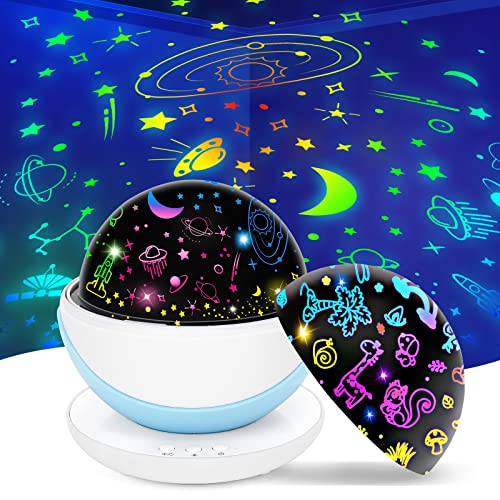 Night Light For Kids, Rauxe Kids Night Light, Space & Animal World Star Projector 360° Rotation - 4 Led Bulbs 17 Light Color Changing With Usb Cable, 6H Auto-Off, Wonderful Gift For Men Women Children #TOP1