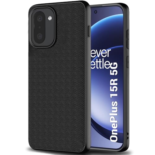 Image of TheGiftKart Back Cover Case for OnePlus 15R 5G | Slim & Lightweight | Ultra-Premium Design | Camera Protection Bump | Fabric Texture Case Cover (PC & TPU, Black)
