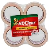 Duck Brand HD Clear High Performance Packaging Tape, 1.88-Inch x 54.6-Yard, Crystal Clear, 4-Pack (240378)