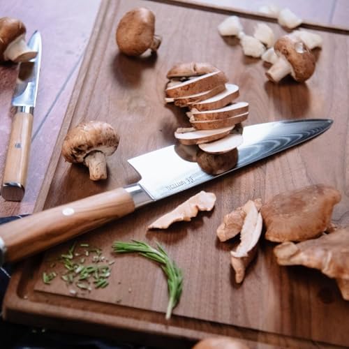 Image of Yatoshi Knives Magnetic Kitchen Knife Block Set - Japanese 67 Layer High-Grade VG-10 Steel Knives, Sharp, Professional Kitchen Knife Set - Damascus (6 pieces), Olive Wood Handles